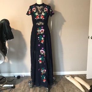 Brand New embroidered lace inset dress